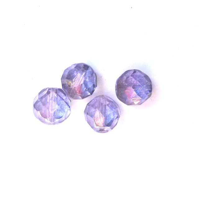 12mm Transparent Lustred Amethyst Czech Fire Polished Bead