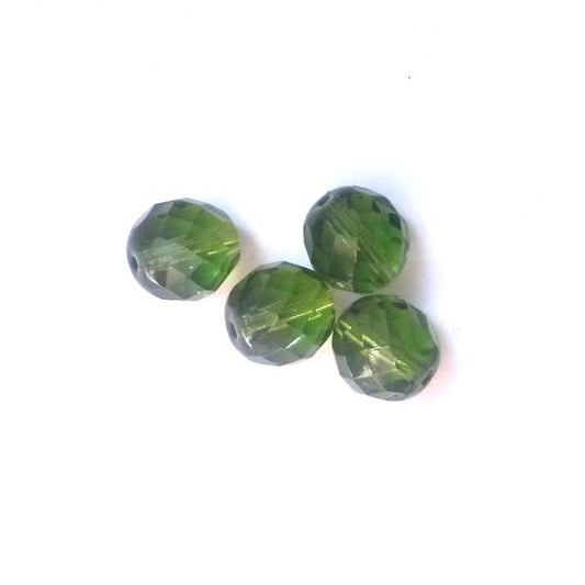 12mm Transparent Olive Czech Fire Polished Bead