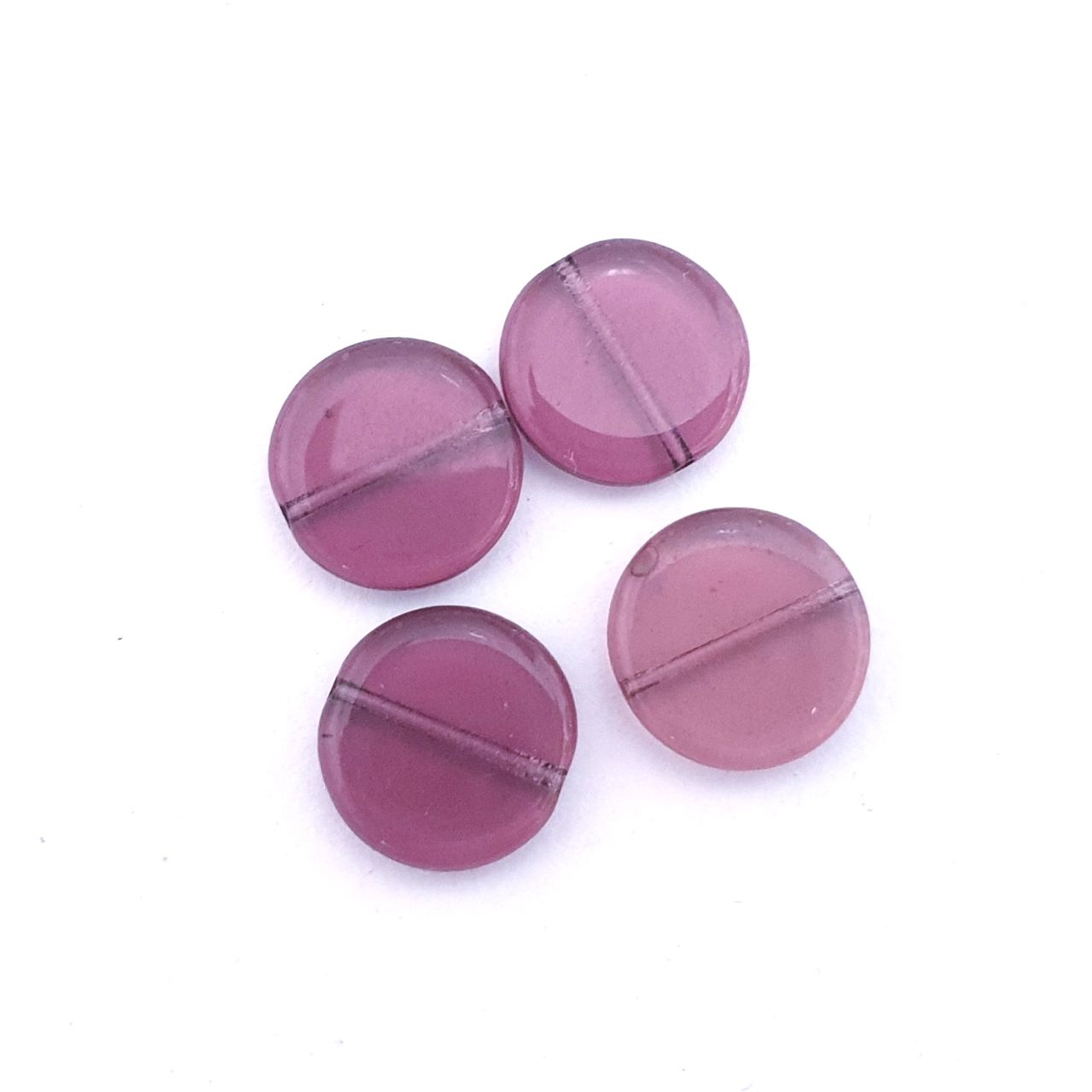 Coin 15mm Amethyst Transparent Czech Glass Bead