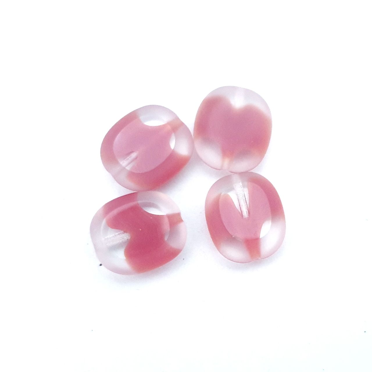 Flat Table Cut Czech Glass Bead 15x10mm Vintage Pink