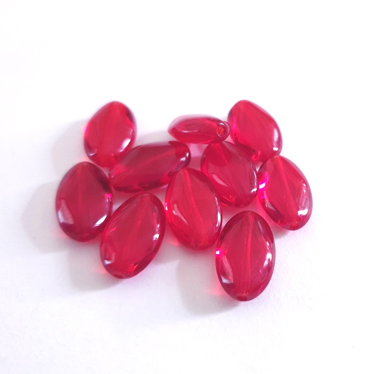 Diamond 15x9mm Red Transparent Czech Glass Bead