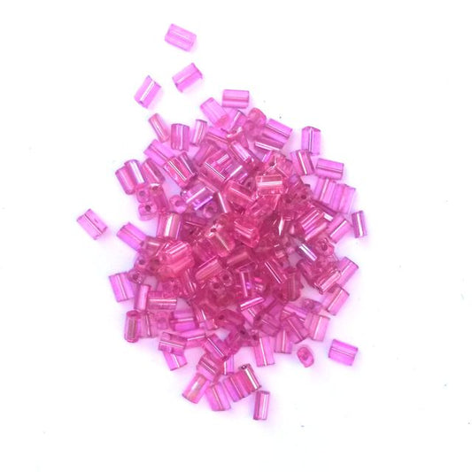 5x3.5mm Pink (dyed) Silverlined Oblong Bead Czech Bead