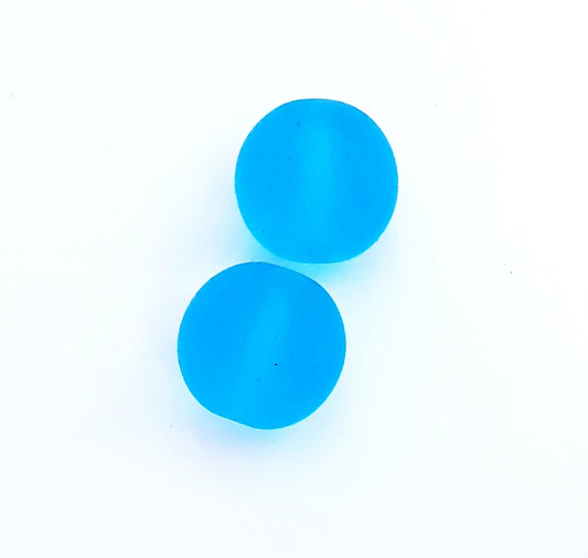 18mm Turquoise Round Matt Czech Glass Beads