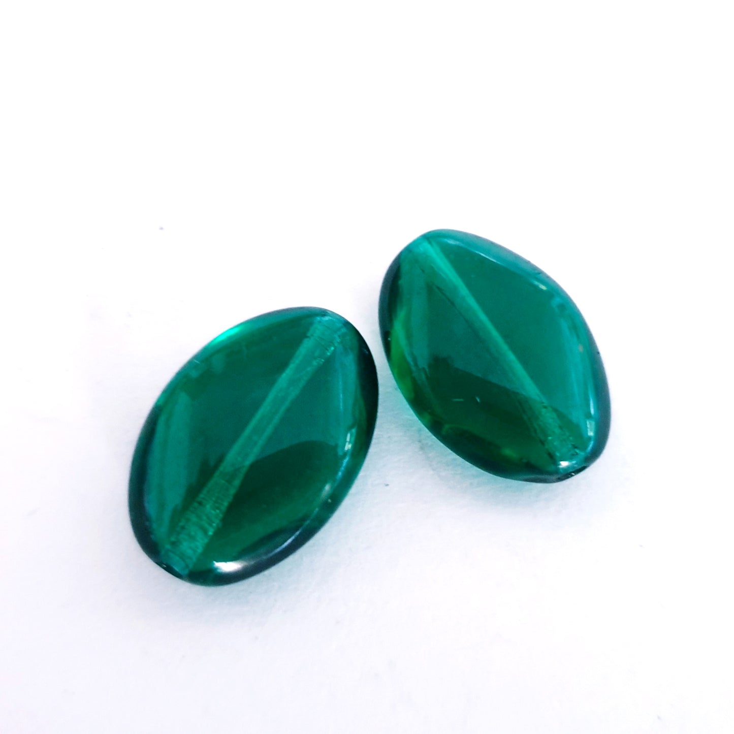 Diamond 18x12mm Forest Green Transparent Czech Glass Bead