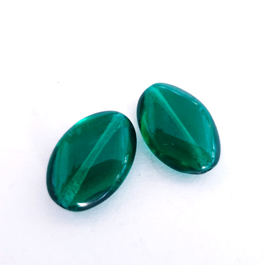 Diamond 18x12mm Forest Green Transparent Czech Glass Bead | Pack of 10