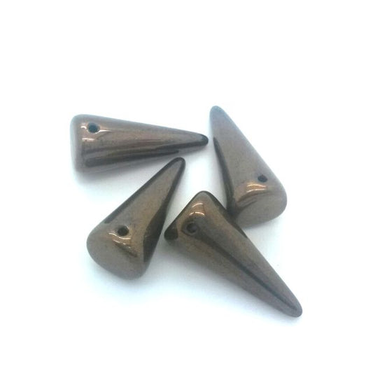 Spike 9x21mm Bronze Metallic Czech Glass Bead