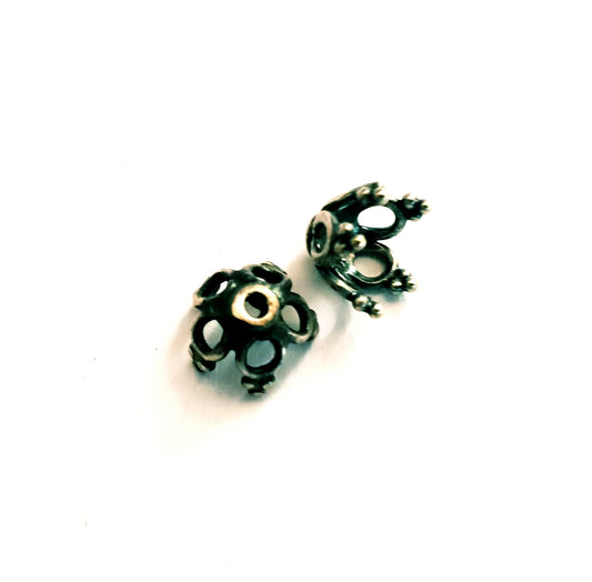 Bead Cap 8mm Sterling Silver Ox
