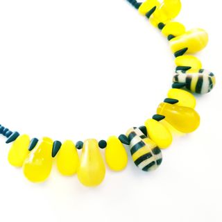 African Trade Bead Yellow Necklace
