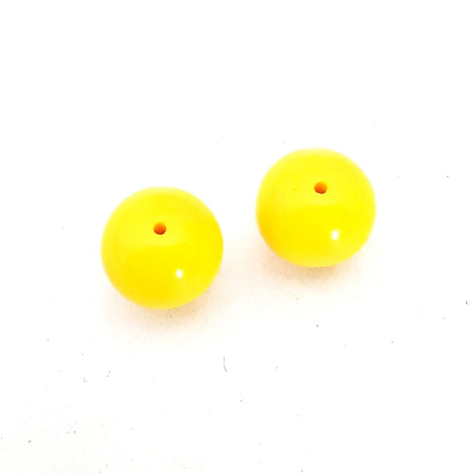 14mm Yellow Round Czech Glass Bead