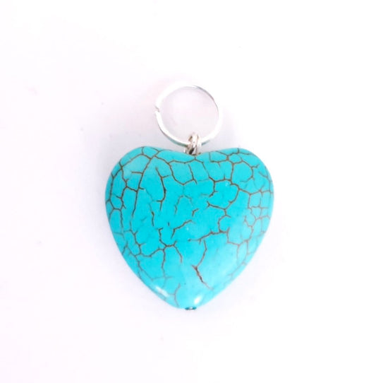 Stone Turquoise Pendant Heart Silver 25mm