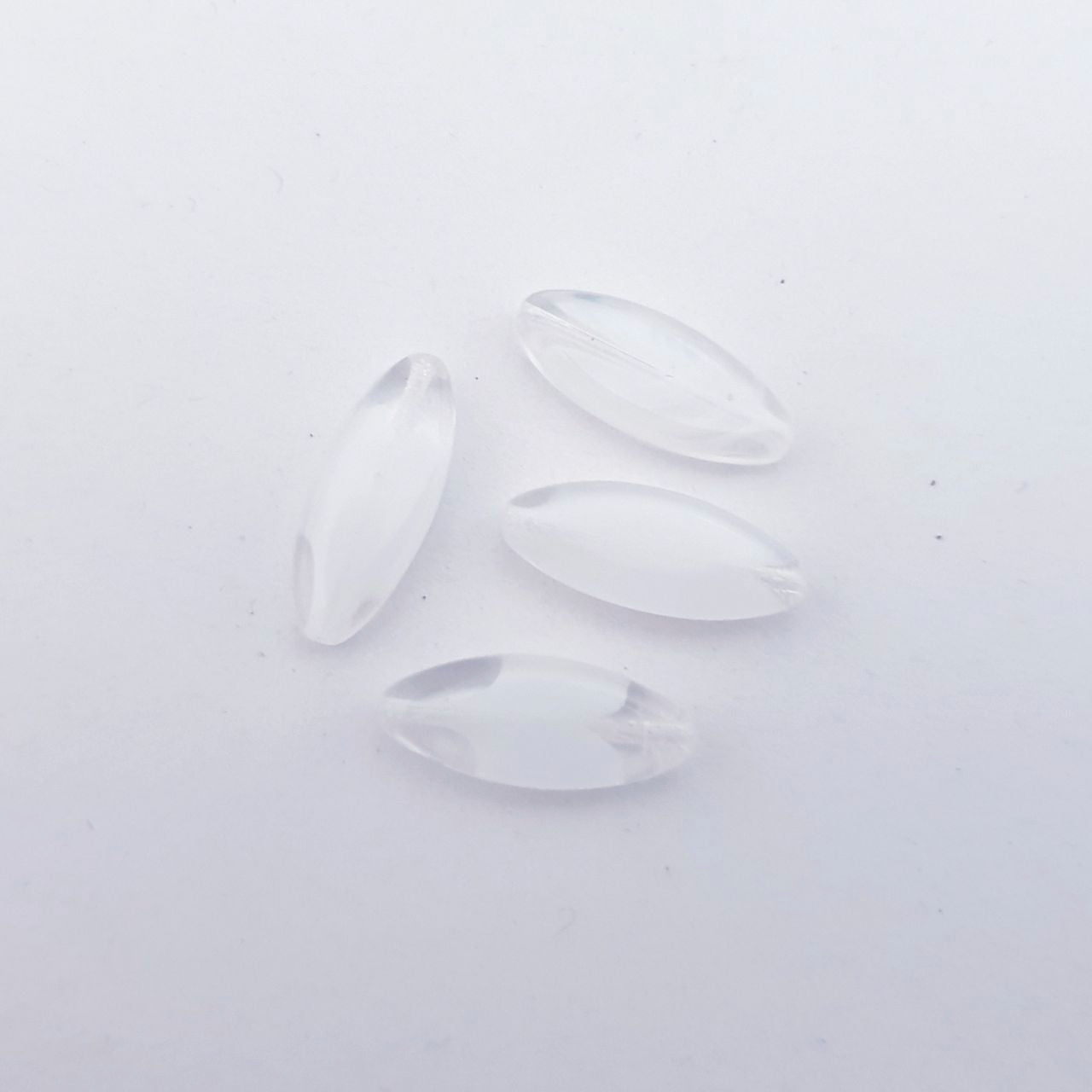 White Long Pointed Flat Oval 20x8mm Mix Czech Glass Bead