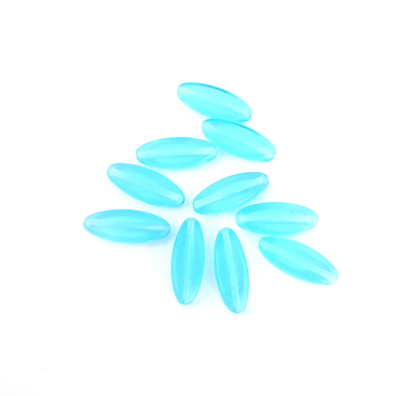 Aquamarine Transparent Petal Pointed oval Spindle 16x6mm Czech Glass Bead