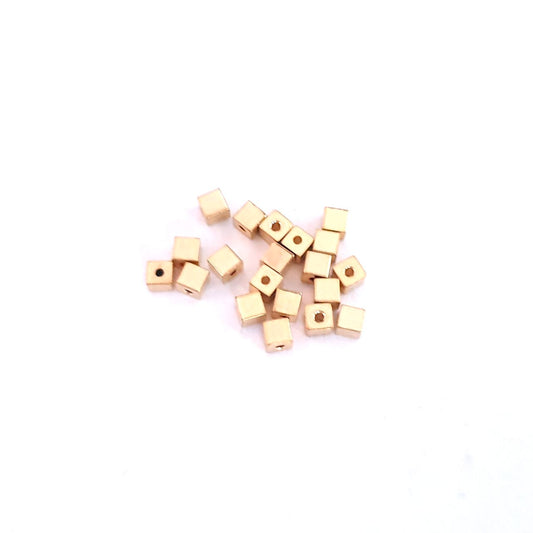 Gold Plated Bead 3x3mm Cube