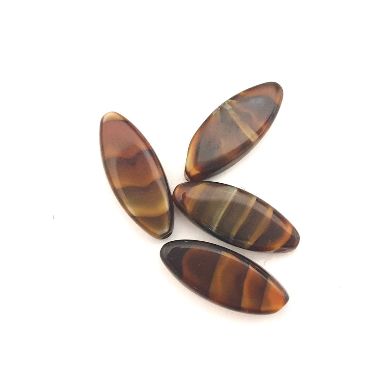 Tortoise Shell Long Pointed Flat Oval 20x8mm Mix Opaque  Czech Glass Bead