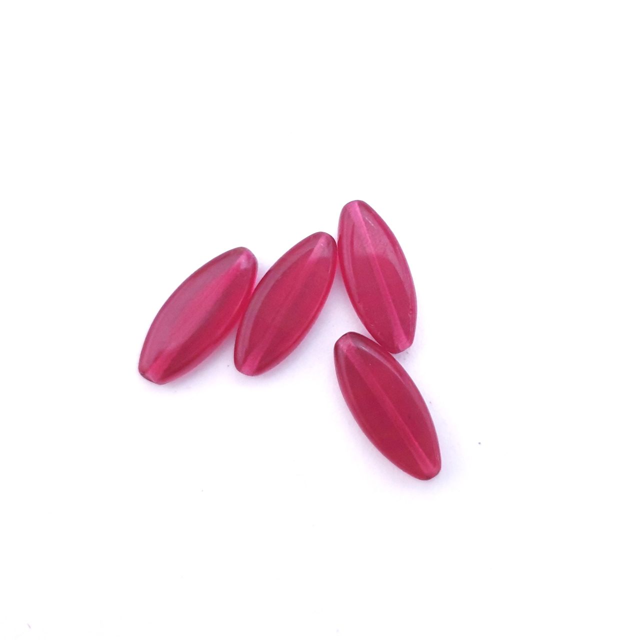 Cherry Long Pointed Flat Oval 20x8mm Transparent Czech Glass Bead