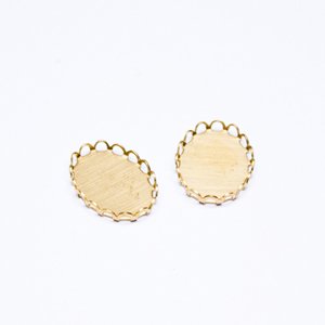 Cabochon Setting Frame Lace Cup Oval 18x13mm Brass