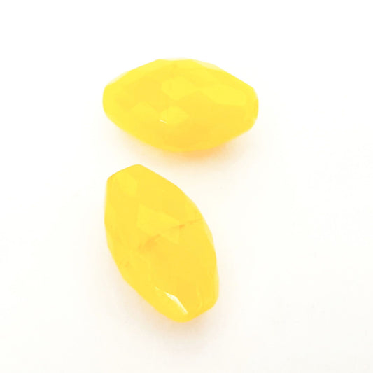 22x12mm Oval Yellow Czech Fire Polished Glass Bead