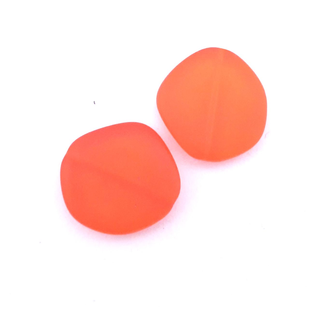 Orange Flat Irregular Coin 22mm Matt Czech Glass Bead