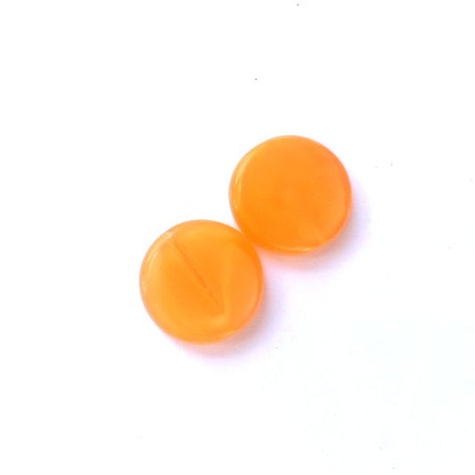 Coin 17mm Pumpkin Opalino Czech Glass Bead