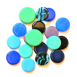 Blue Coin 17mm Mix Ocean Czech Glass Bead