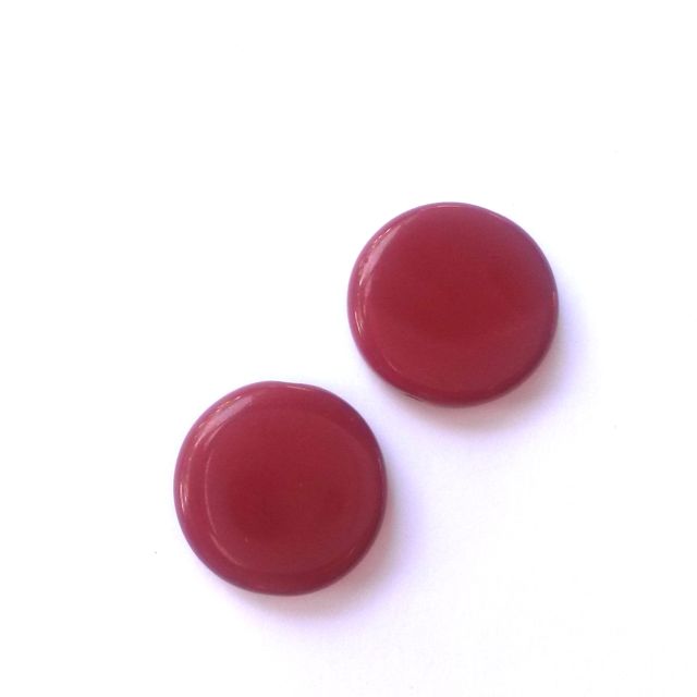 Coin 17mm Red Cherry Opaque Czech Glass Bead