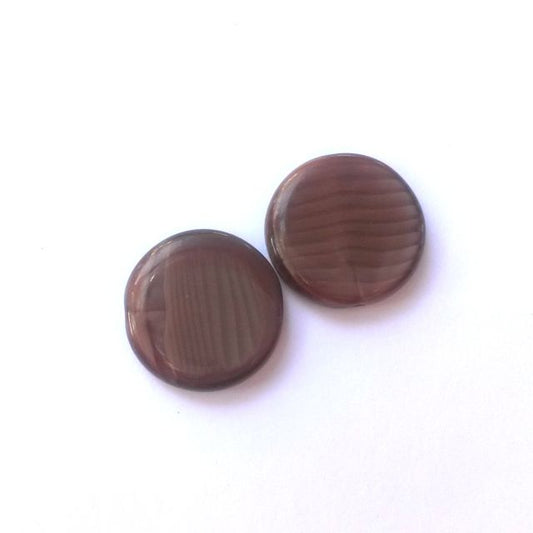 Coin 17mm Malteser Brown Satin Czech Glass Bead