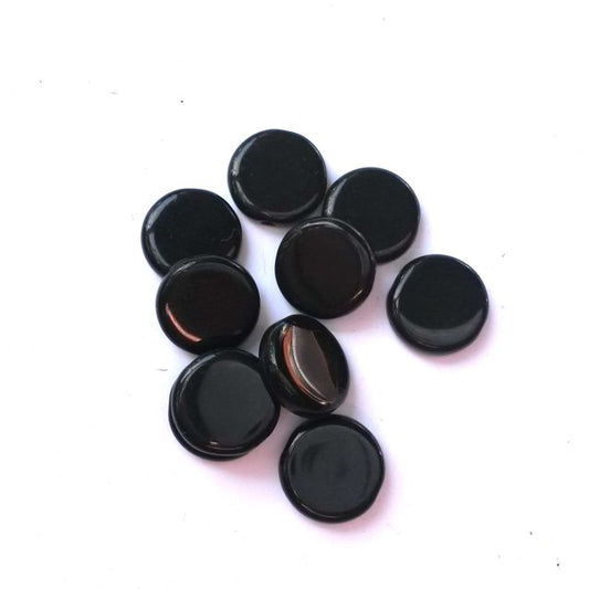 Coin 12mm Black Opaque Czech Glass Bead