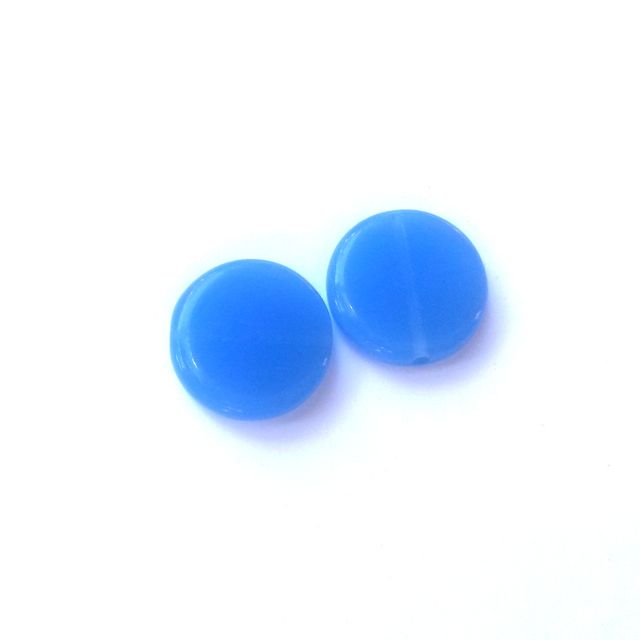 Coin 17mm Blue Opalino Czech Glass Bead