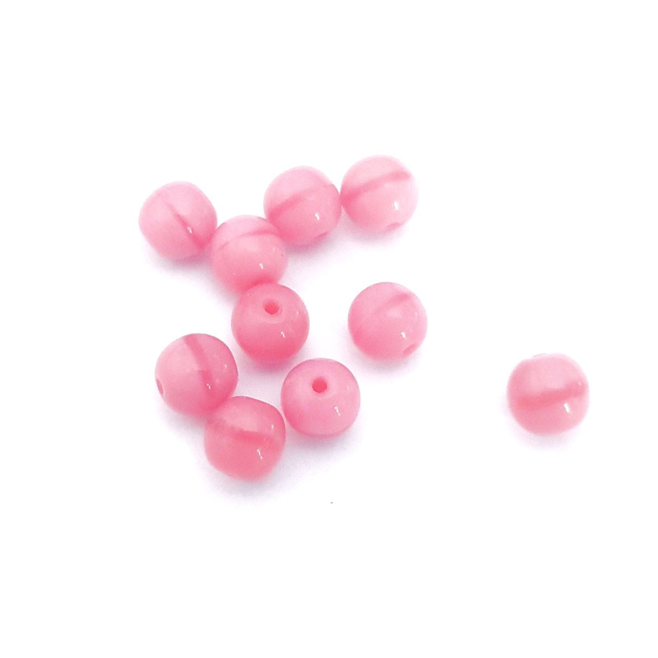 6mm Pink Round Silk Czech Glass Bead