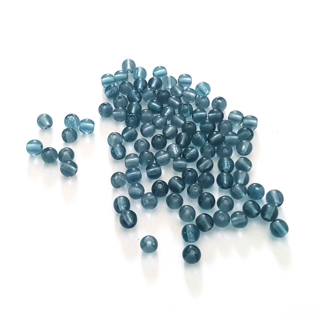 4mm Blue Montana Round Transparent Czech Glass Bead