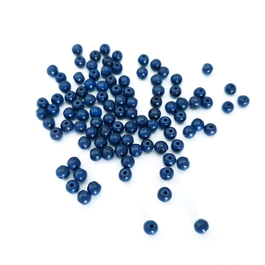 4mm Blue Round Navy Czech Glass Bead