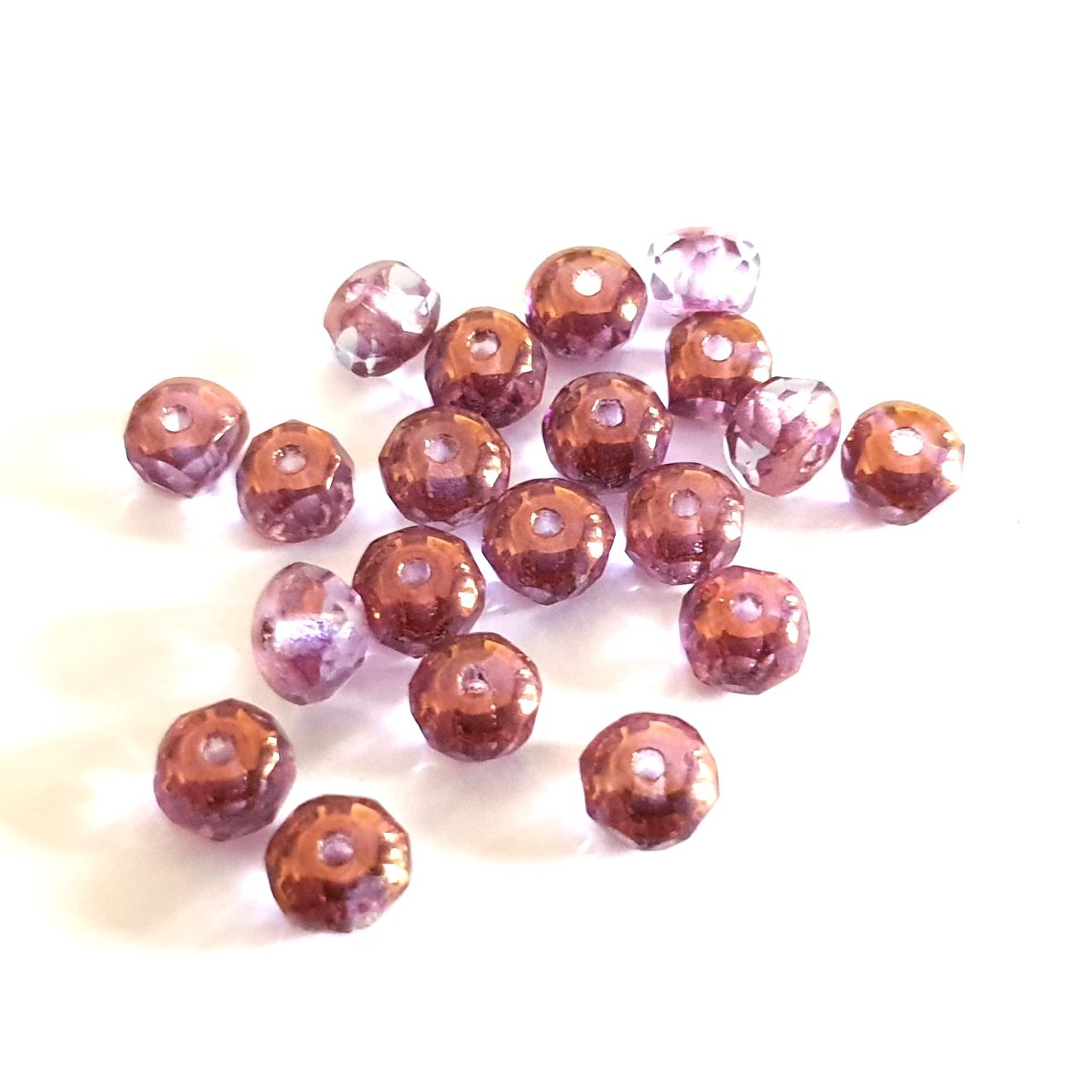 4x6mm Gemcut Rondell Lilac Transparent Lustred Fire Polished Bead