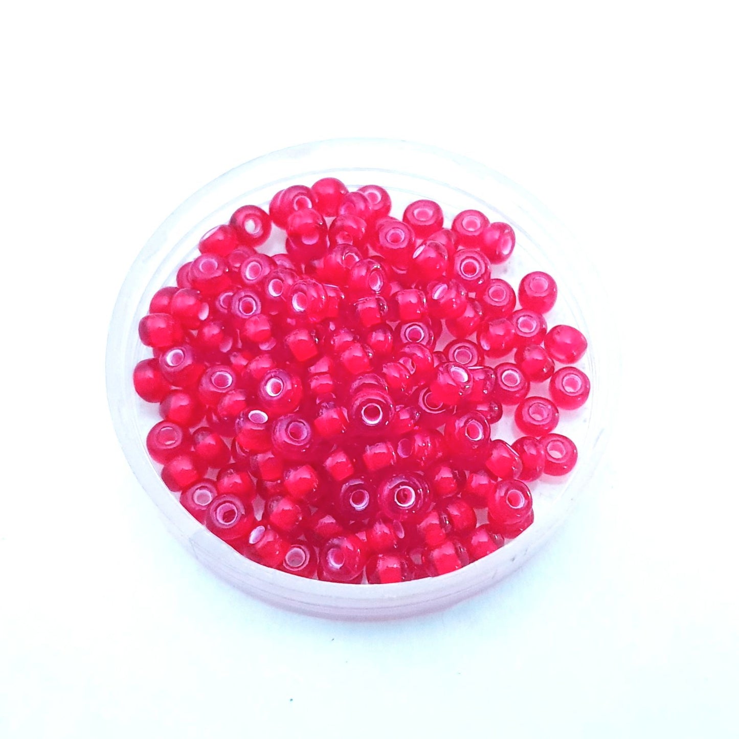 5 0 4.5mm Red White Heart Czech Seed Bead