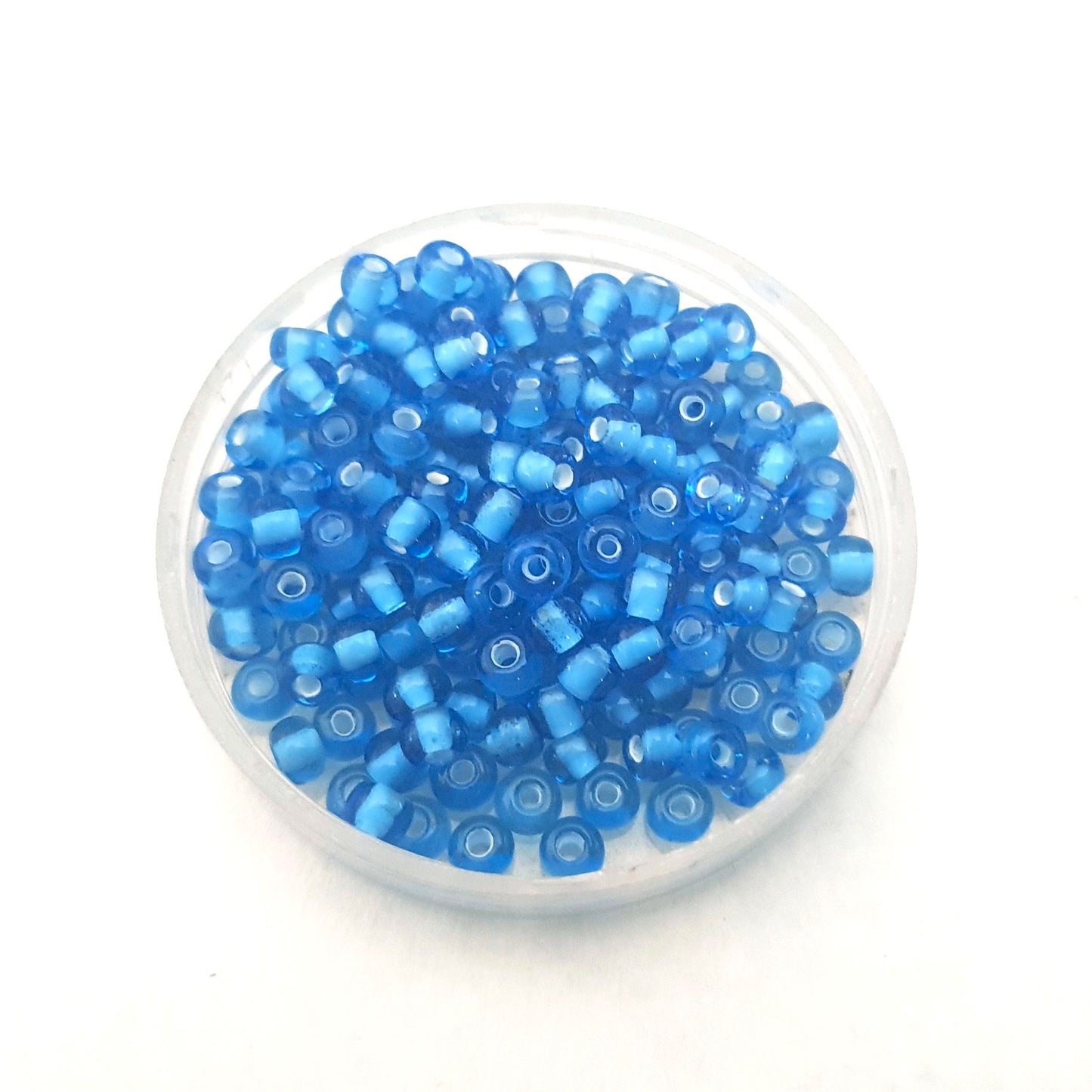 5 0 4.5mm Blue - White Heart Czech Seed Bead