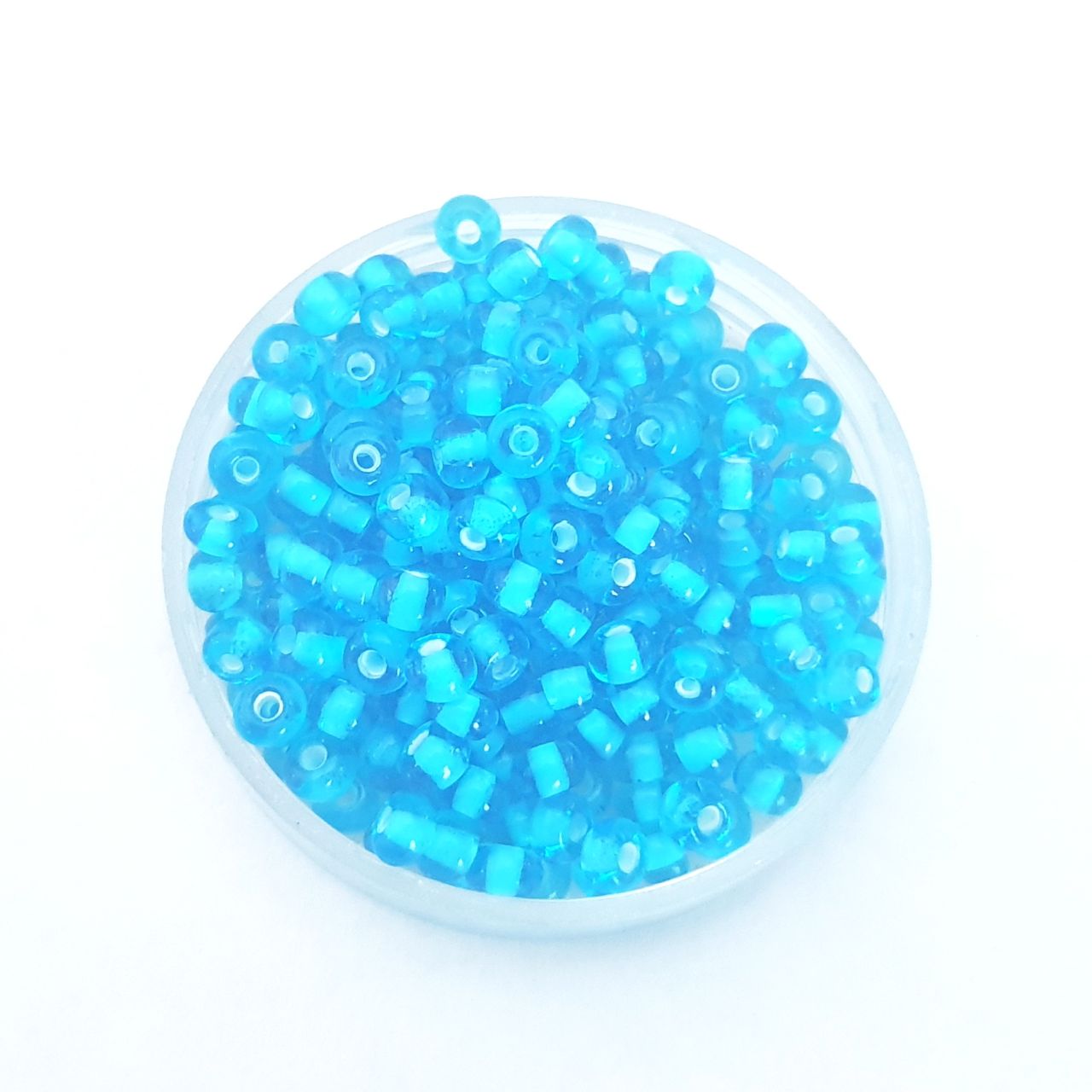 5 0 4.5mm Turquoise White Heart Czech Seed Bead