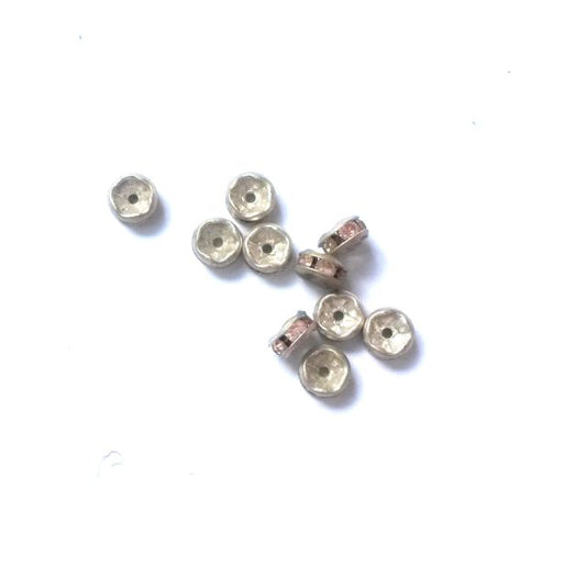 Rhinestone Rondell 5mm Rosaline Silver Czech Crystal