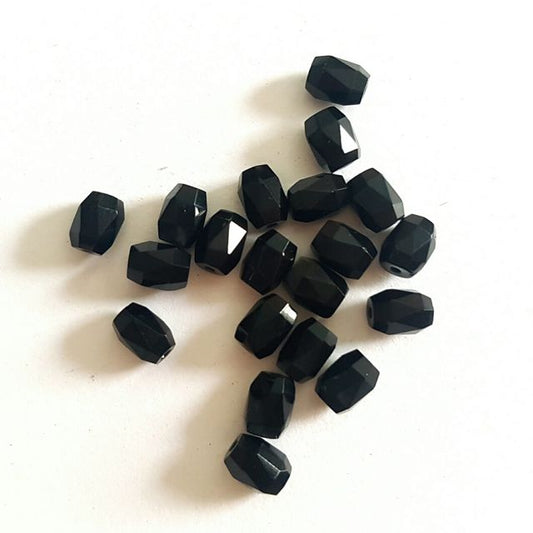 7x5 Rectangle Jet Black Czech Fire Polished Glass Bead