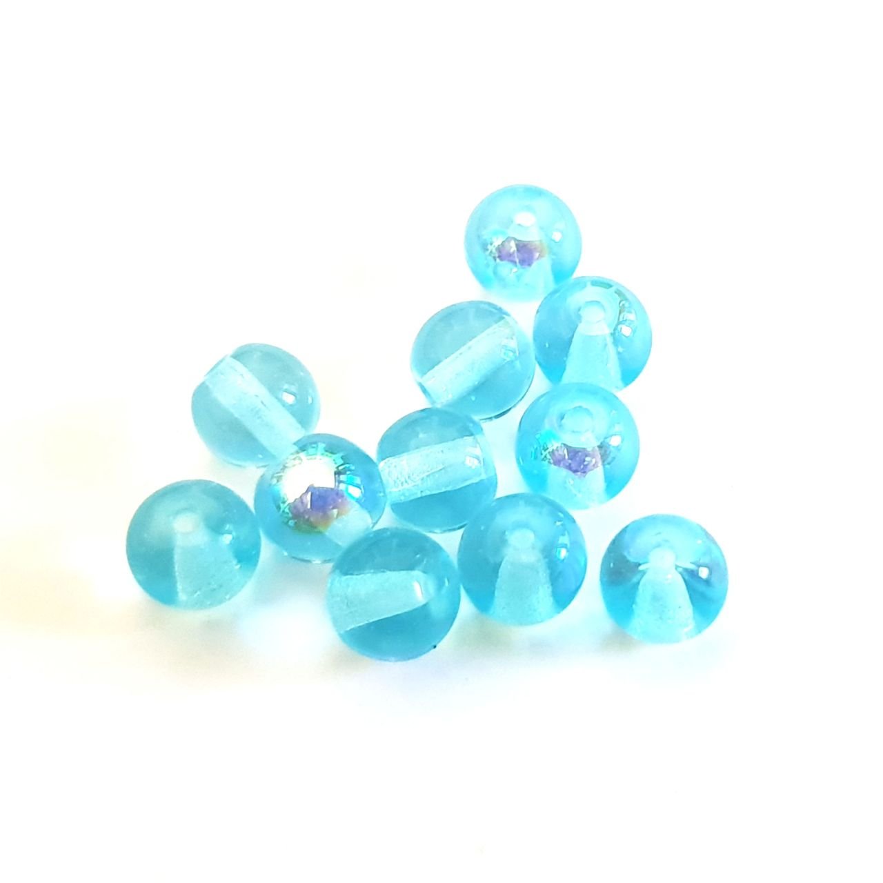 6mm Aquamarine Round AB Czech Glass Bead