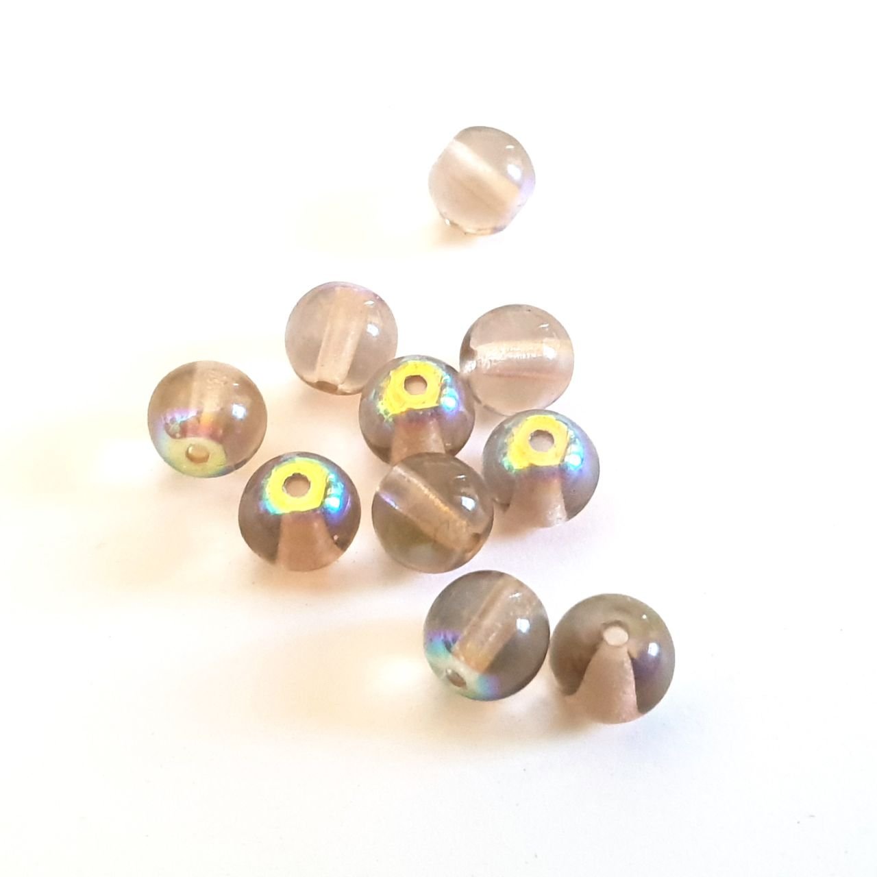 6mm Topaz Round AB Smokey Czech Glass Bead