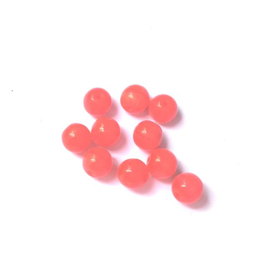 6mm Coral Round Opaque Czech Glass Bead