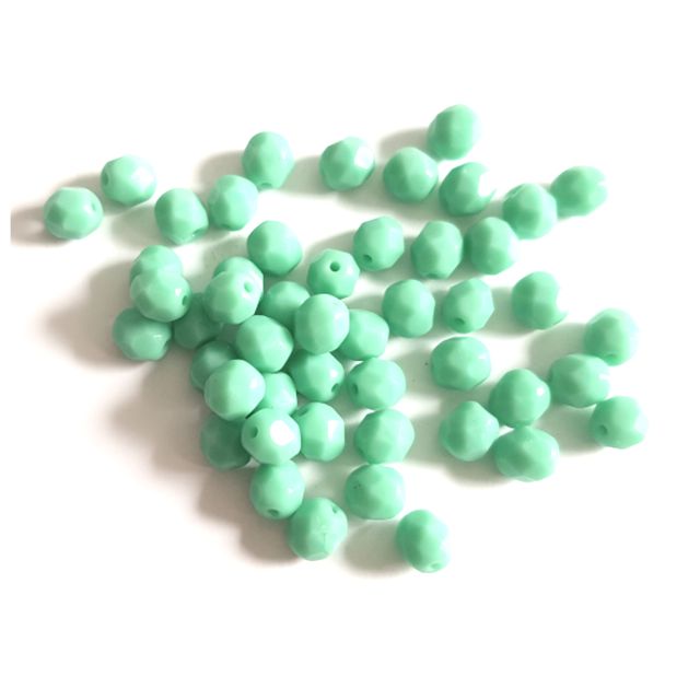 6mm Green Turquoise Opaque Czech Fire Polished Bead