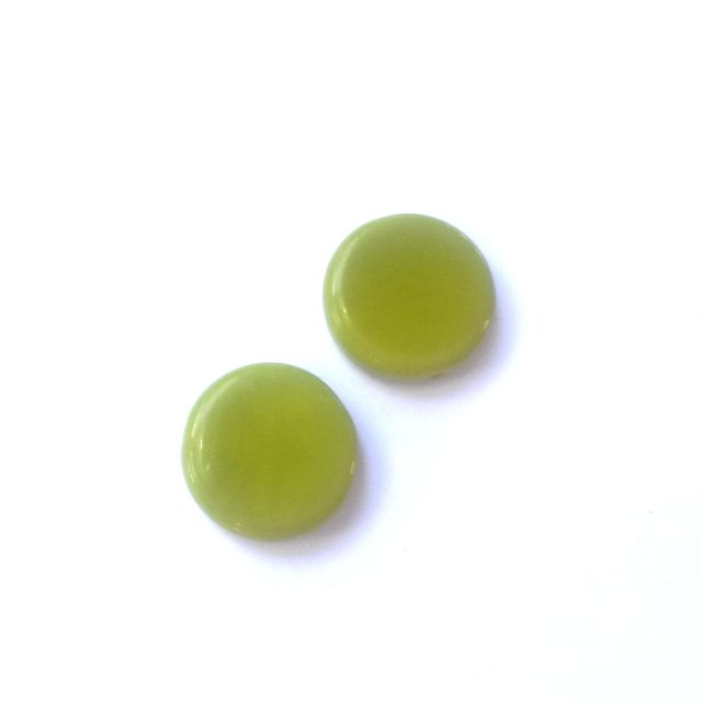 Coin 17mm Opaque Chartreuse Green Czech Glass Bead