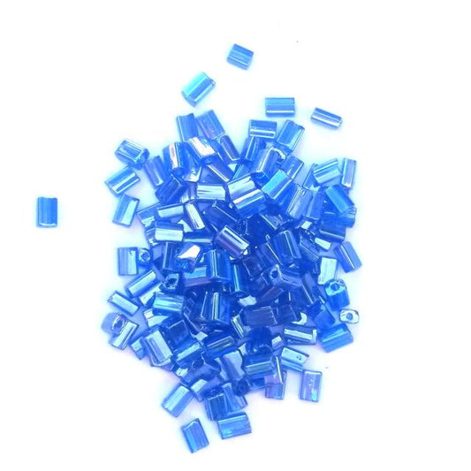 5x3.5mm Blue Transparent Lustred Oblong Czech Bead