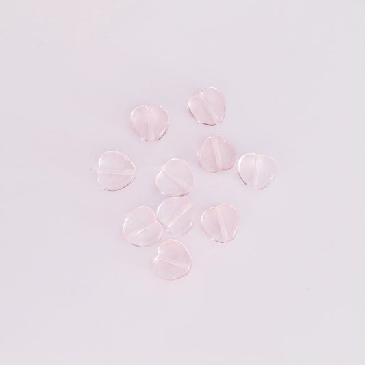 Pink Heart 8mm Transparent Czech Glass Beads