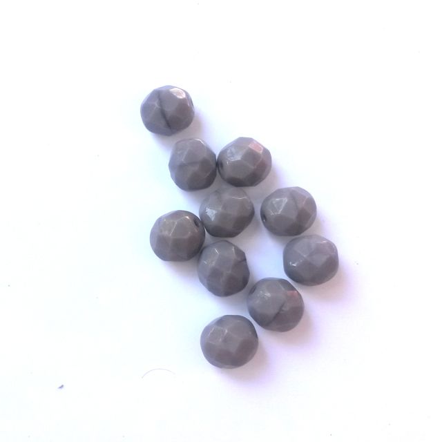 8mm Purple Muted Opaque Czech Fire Polished Glass Bead