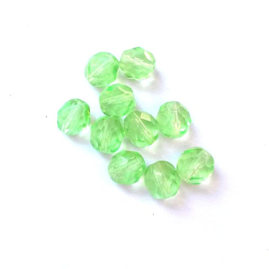 8mm Mint Transparent Czech Fire Polished Glass Bead