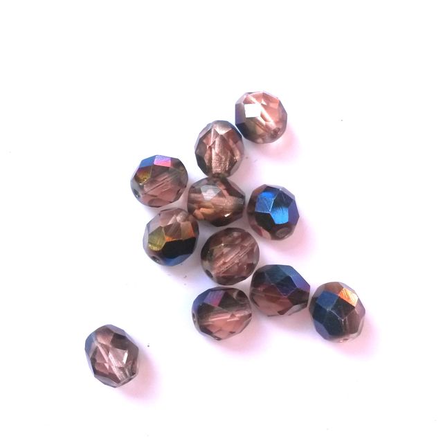 8mm Barely There Pink Azura Czech Fire Polished Glass Bead