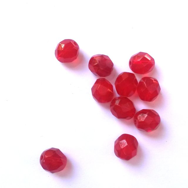 8mm Flame Red Opalino Fire Polished Bead