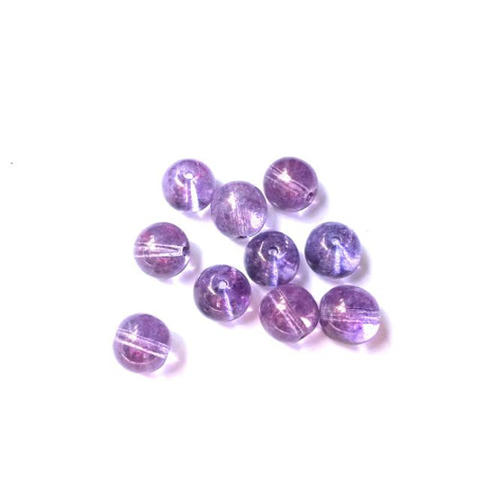 Round 8mm Amethyst Lustred Czech Glass Bead