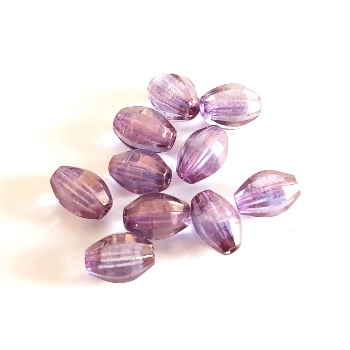 8x6mm Oval Lilac Transparent Lustred Czech Fire Polished Bead